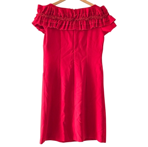 Anne Fontaine Petunia Red A-line Short Sleeve Pockets Dress With Ruffles EU 38 - Picture 7 of 16